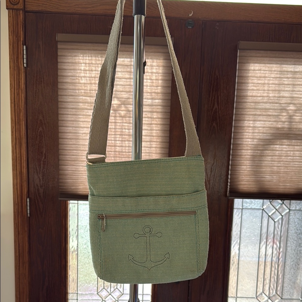 Green Anchor-Embroidered Men's Bag